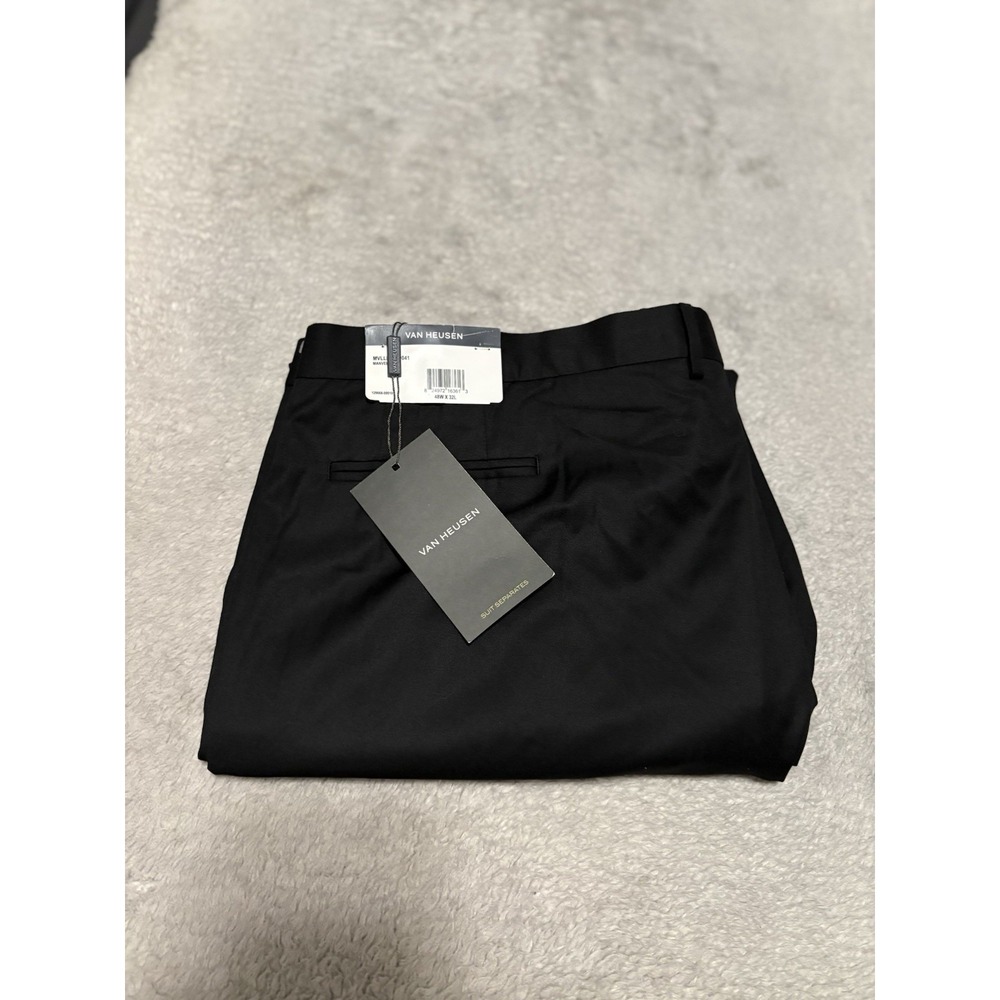 Van Heusen Men's Black Suit Dress Pants Size 48x32 B&T Straight NWT